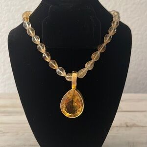Beautiful Dina Mackney Beaded Necklace with Large Citrine Enhancer.